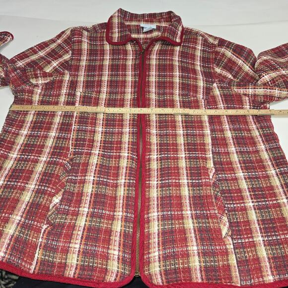 Liz & Me Womens 2X Zip Up Jacket Plaid Jacquard Colorful Knit Bohemian Cozy Fall - Picture 9 of 12